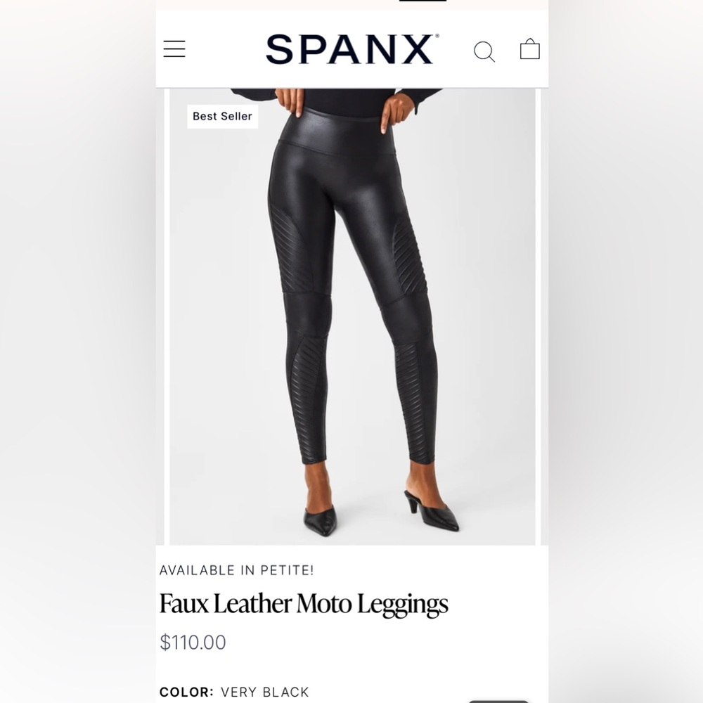 SPANX Faux Leather Moto Leggings - NWT